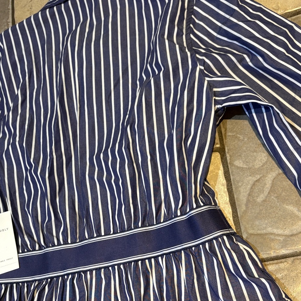 New Free Assembly Striped Navy Shirt Dress - Picture 7 of 9